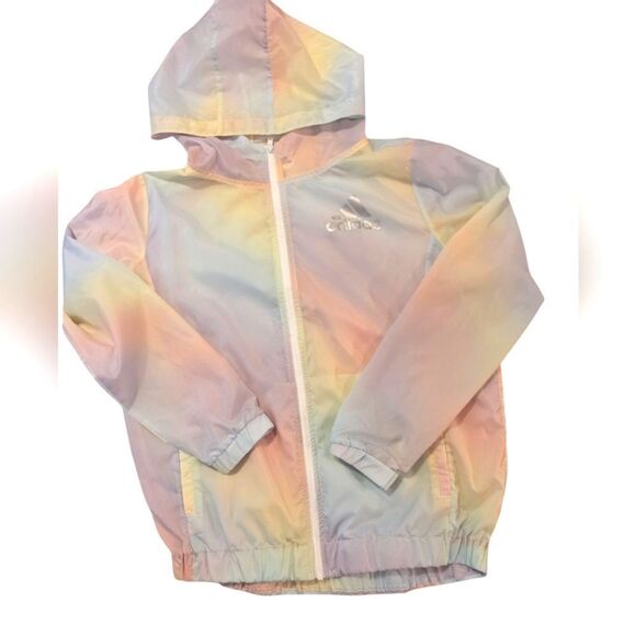 Adidas Kids Pastel Rainbow Hooded Jacket XL - Picture 1 of 8